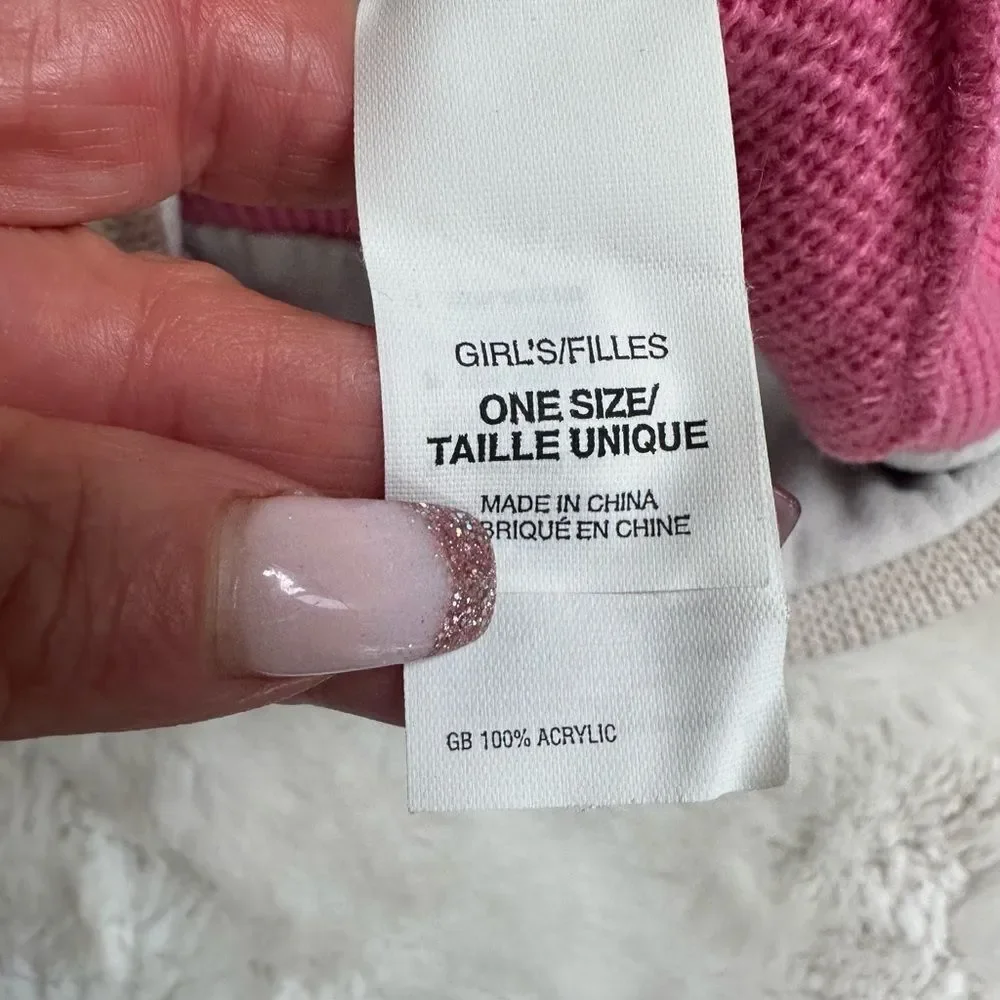The North Face girls pink knit beanie hat one size